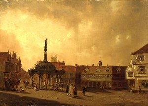 Uitzicht op The Cornhill, Ipswich door George Frost