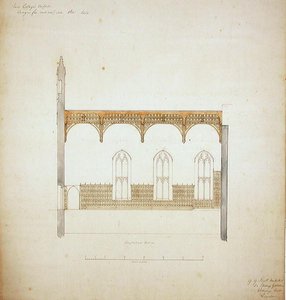 New College Oxford: Ontwerp voor New Hall Roof door George Gilbert Scott