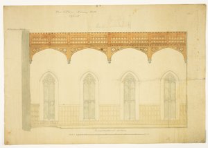 New College Oxford: Ontwerp voor het dak van de New Hall, 1865