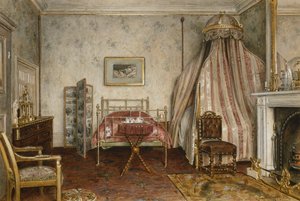 Uitzicht op de slaapkamer waar Napoleon III stierf, Camden Place, Chislehurst, Kent, 1873