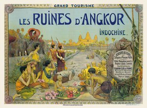 Franse poster die de Tempels van Angkor in Indochina adverteert door George Groslier