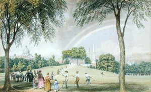 Middagregenboog - Boston Common vanaf Charles Street Mall, Boston, Massachusetts, c.1830-40