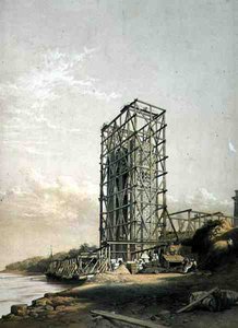 Britannia Brug, Caernarvon Toren, september 1848, gepubliceerd in 1849