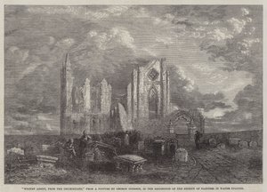 Whitby Abbey, vanuit het kerkhof, in de tentoonstelling van de Society of Painters in Water Colours door George Haydock Dodgson
