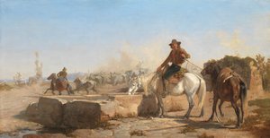 Een Buttero die zijn paard water geeft in de Romeinse Campagna, 1853