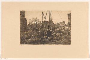 Heiwerk in de Raadhuisstraat in Amsterdam door George Hendrik Breitner