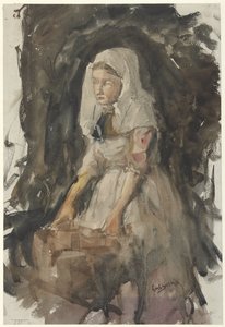 Schevenings Meisje aan de Wastobbe door George Hendrik Breitner