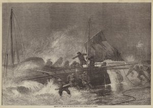 Lancering van een Noordzee Jacht tijdens een Storm