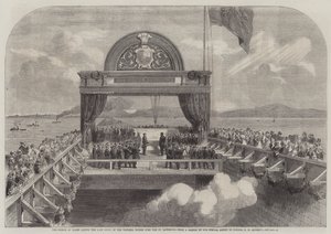 De Prins van Wales legt de laatste steen van de Victoria Bridge over de St. Lawrence door George Henry Andrews