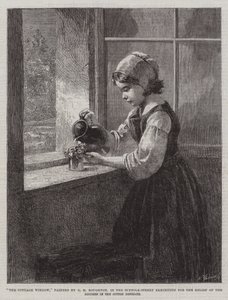 Het huisraam, in de Suffolk-Street Tentoonstelling voor de verlichting van de nood in de katoenstreken door George Henry Boughton