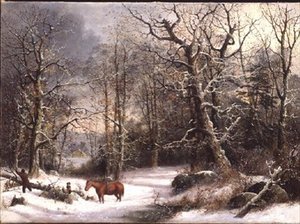 Houthakker in de Winter door George Henry Durrie