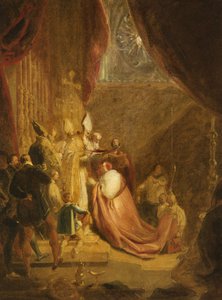 Wolsey ontvangt de kardinaalshoed in Westminster Abbey