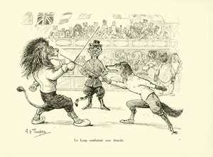 Le Loup vocht met ferociet (litho)