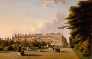 Uitzicht op de zuidkant van Hampton Court Palace vanaf de Broad Walk, ca. 1827-49 door George Hilditch