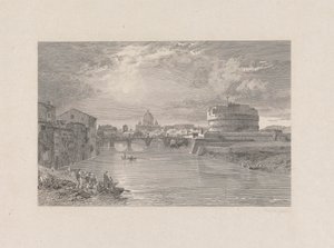 Rome; Brug en kasteel van St. Angelo aan de Tiber door George Hollis
