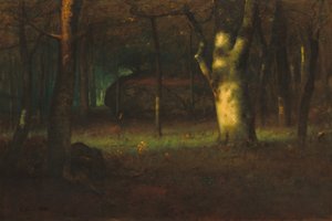 Zonsondergang in het bos, 1891