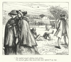 Illustratie voor The Deserted Village (gravure) door George John Pinwell