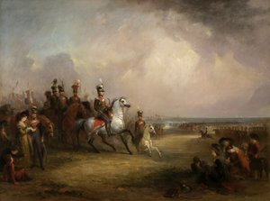Kolonel Sir John Leicester, Bt, en de Kings Cheshire Yeomanry Cavalry Oefenen op de Zanden bij Liverpool