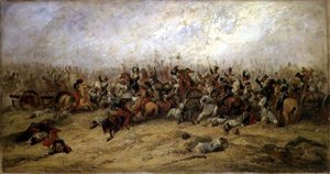 Het conflict bij de kanonnen, Balaclava, 1854 door George Jones