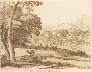 Zonder titel: Landschap met herten door George Knapton