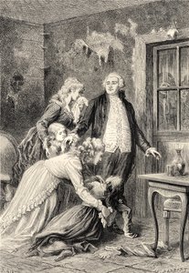 Het afscheid van de koning van zijn familie in januari 1793 (gravure)