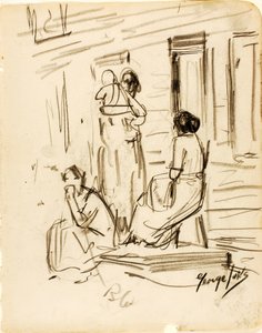 Zonder titel (Groep figuren) door George Luks