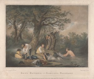 Set van Vier: Jongens aan het Baden door George Morland