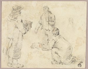 Drie mannen met honden door George Morland