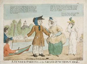 Een Tedere Afscheid bij het Grand Junction Canal, gegraveerd door Roberts, 1810s