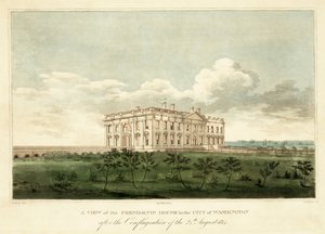 Een uitzicht op het Presidentenhuis in de stad Washington na de brand van 24 augustus 1814