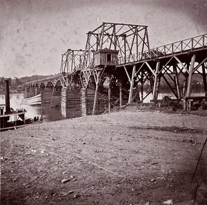 Brug over de Tennessee-rivier bij Chattanooga, ca. 1864
