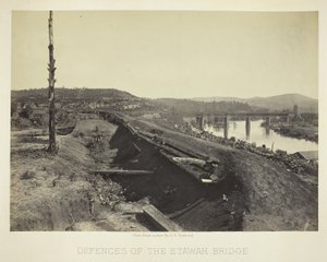 Verdedigingen van de Etawah-brug door George N. Barnard