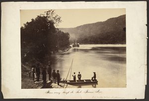 [Stoomboot die door The Suck vaart, Tennessee River, zes mijl beneden Chattanooga] door George N. Barnard