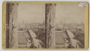 Stereografisch uitzicht op Clark Street na de brand van Chicago in 1871