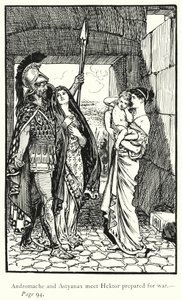 De Ilias: Andromache en Astyanax ontmoeten Hektor voorbereid op oorlog door George Percy Jacomb Hood
