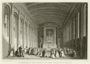Het interieur van de Kerk van het Karmelietenklooster door George Petrie