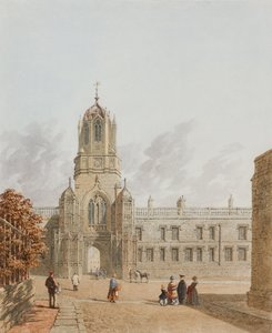Tom Tower, Christ Church vanuit Pembroke Square, Oxford, 1849