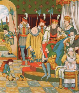 Rumpelstiltskin arriveert om het eerstgeboren kind van de prinses als beloning op te eisen, 1882