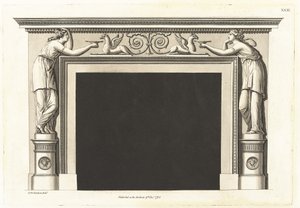 Een nieuwe collectie schoorsteenstukken, versierd in de stijl van de Etruskische, Griekse en Romeinse architectuur; Bevat zesendertig ontwerpen geschikt voor de meest elegante appartementen door George Richardson
