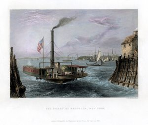 De veerboot in Brooklyn, New York, VS, 1838 door George Richardson