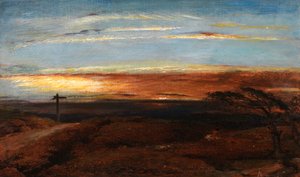 Landschap bij zonsondergang door George Richmond