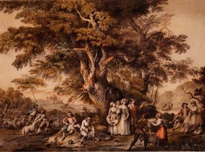 Zomer: Schapenscheren, ca. 1780 door George Robertson
