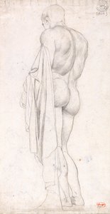 Achteraanzicht van een staande klassieke mannelijke figuur door George Romney