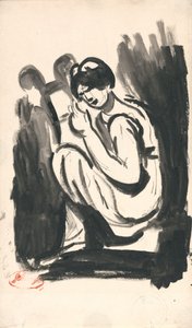 Meisje dat op de lier speelt door George Romney