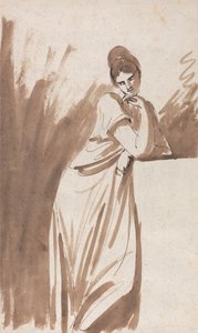 Dame Leunend op een Zuil - (Mogelijk een Schets voor Miss Woodley)