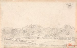 Landschap, mogelijk Eartham door George Romney