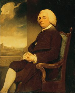 Portret van Michael Russell, zittend, met Dover Castle op de achtergrond
