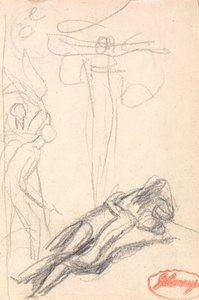 Satan verrast door het oor van Eva door George Romney