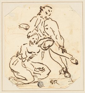 Zittende man en vrouw door George Romney
