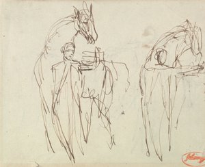 Schetsen voor een man met een paard door George Romney